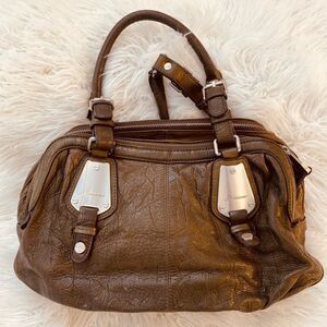 B. Makowsky  Brown Reptile Print  Leather  Hobo Bag